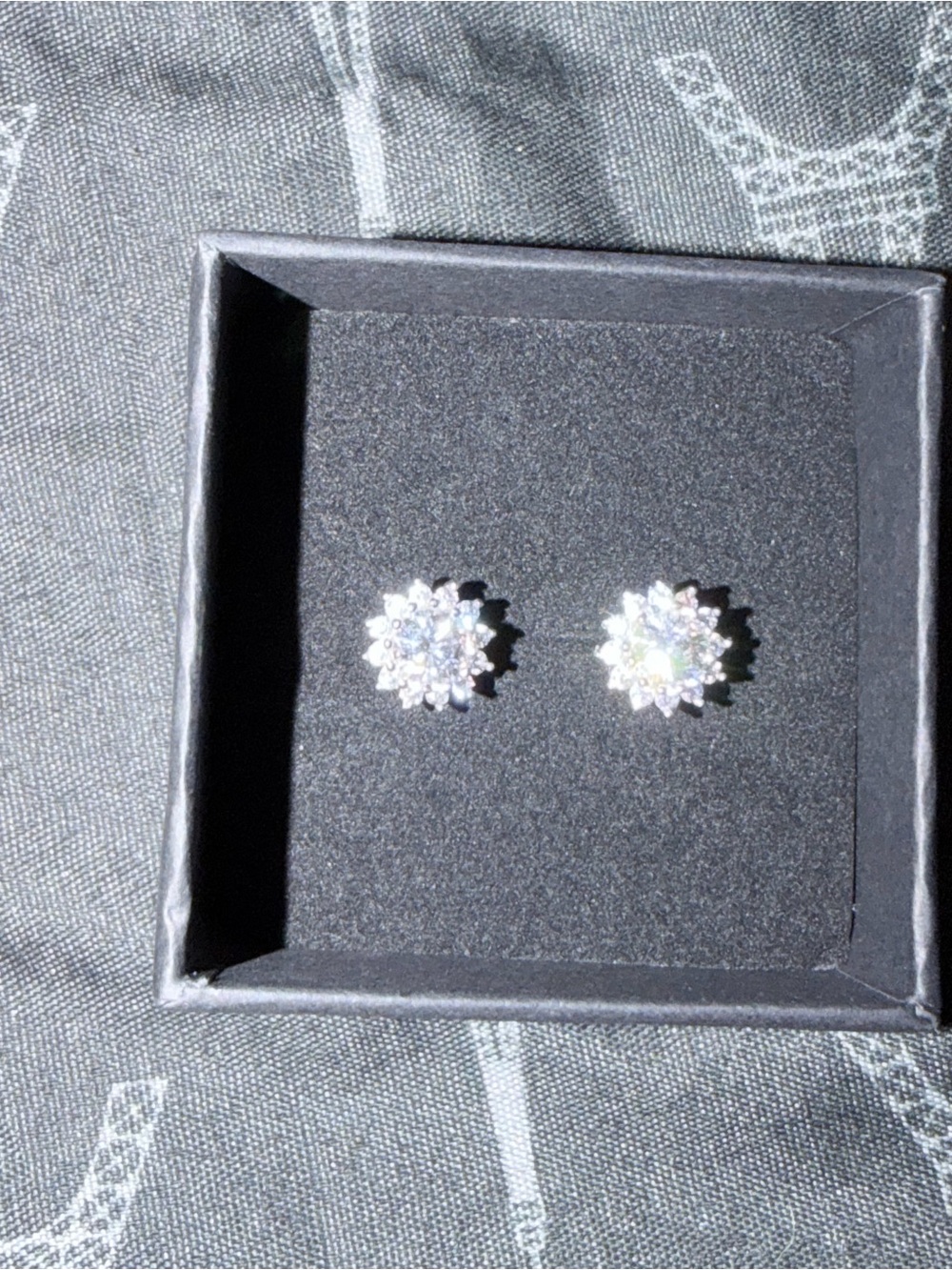 Sparkling White Crystal Cluster Stud Earrings - Women Jewelry (plated)
